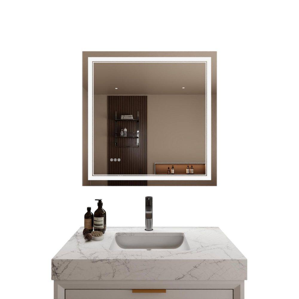 Modern Simplicity 36 in. W x 36 in. H Square Frameless Wall Mounted Bathroom Vanity Mirror in Aluminum price history on PriceWatchPro