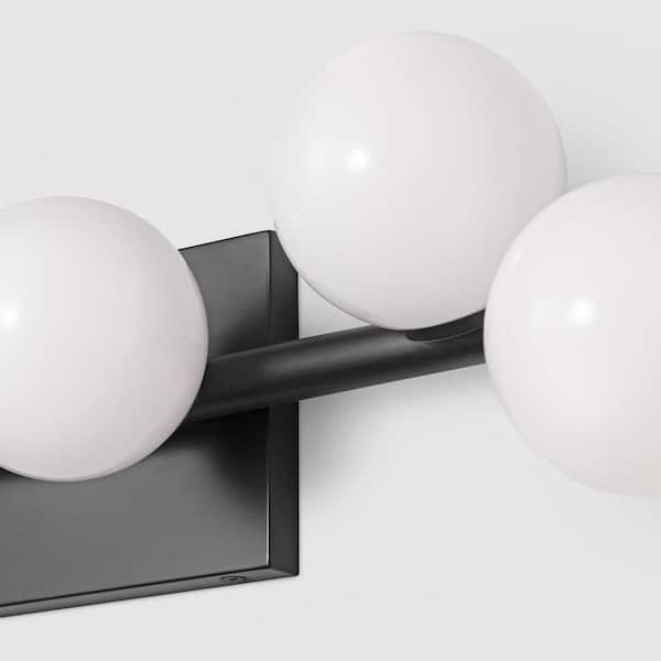 Generation Lighting - Studio Altair 24 in. 5-Light Aged Iron Bathroom Vanity Light with Milk Glass Shades