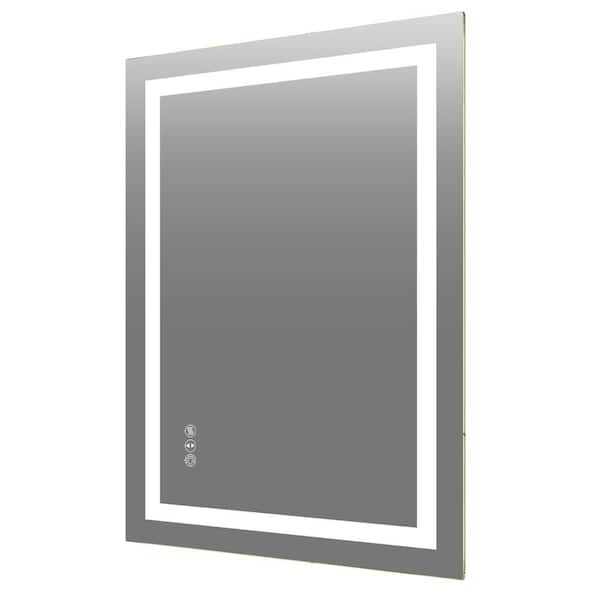 BWE 28 in. W x 20 in. H Rectangular Frameless LED Light Anti-Fog Wall Bathroom Vanity Mirror Super Bright