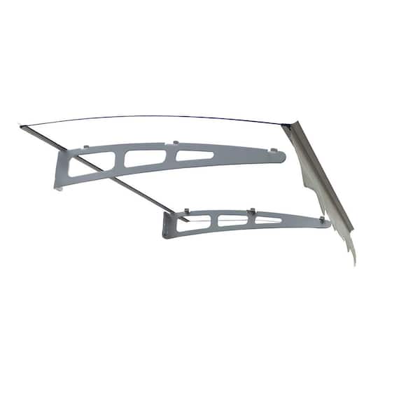 WeatherGuard 47 in. Polycarbonate Awning with Valance and Aluminum Frame, Ideal for Masonry Concrete Wall Installation