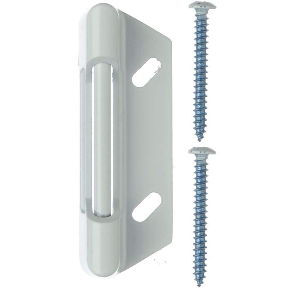 White Gloss Painted Replacement Strike Plate with Screws