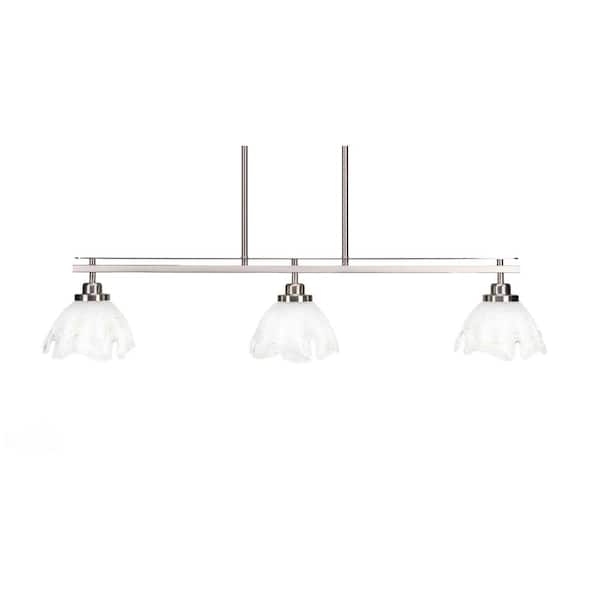 Unbranded Monroe 3-Light Brushed Nickel, Billiard Light, Any room with 7 in. Gold Ice Glass Shades no bulbs included