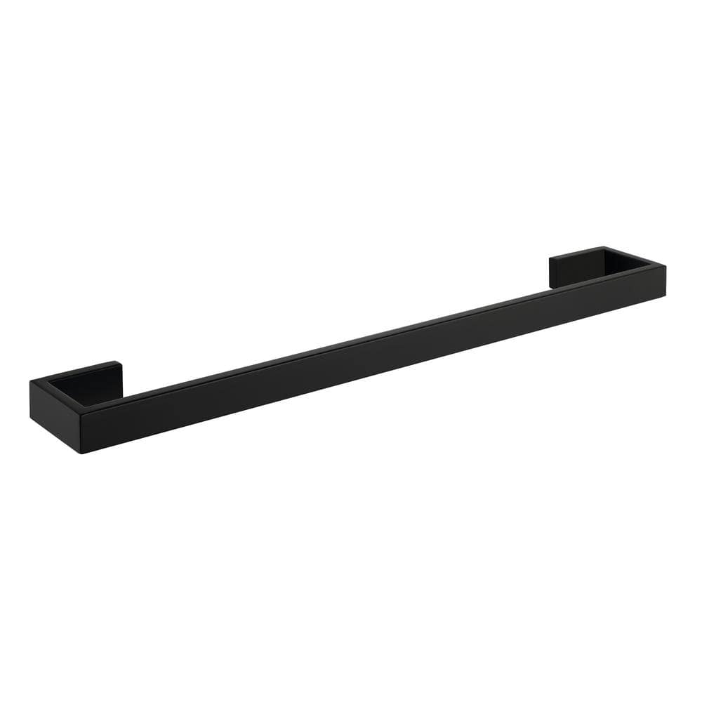 ATKING Bath 24 in. Square Wall Mounted Towel Bar Stainless Steel Towel Hanger in Matte Black ADC-2042