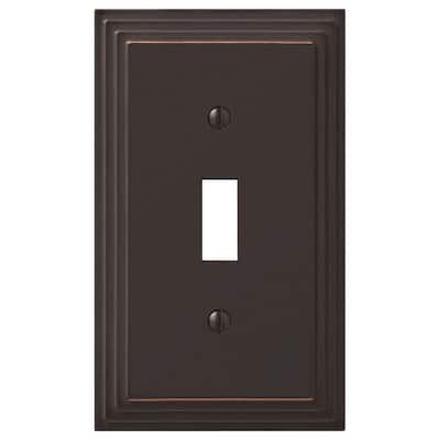 Tiered 1 Gang Toggle Metal Wall Plate - Aged Bronze