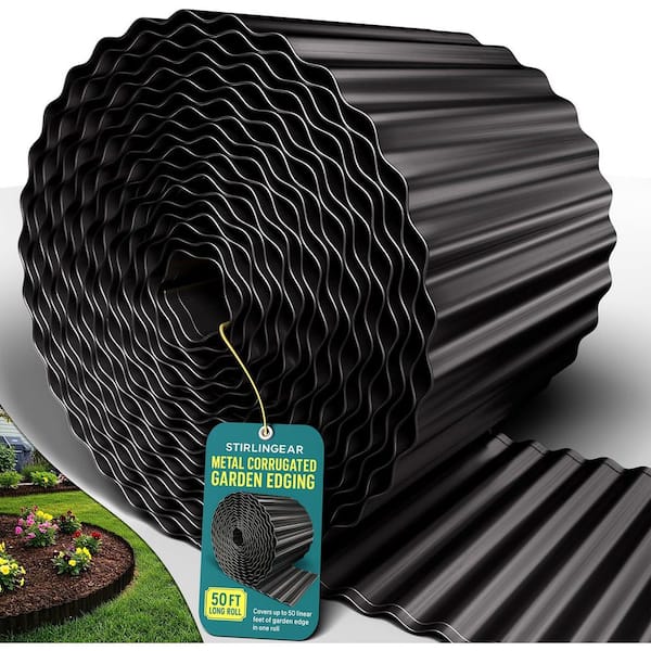 50 ft. Flexible Corrugated Metal Landscape Edging Rustproof Black Steel Weather Resistant Decorative Trim Roll