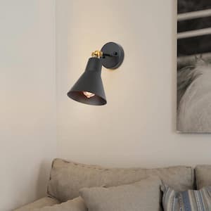 Vintage-Inspired 1-Light Matte Black Swing Arm Wall Sconces with Hardwired Industrial Wall Lamp Adjustable
