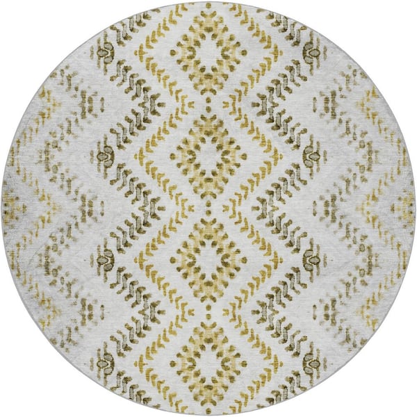 Dream Shag Premium Machine Washable Abstract ADS684 Teal 8 ft. x 8 ft. Round Rug