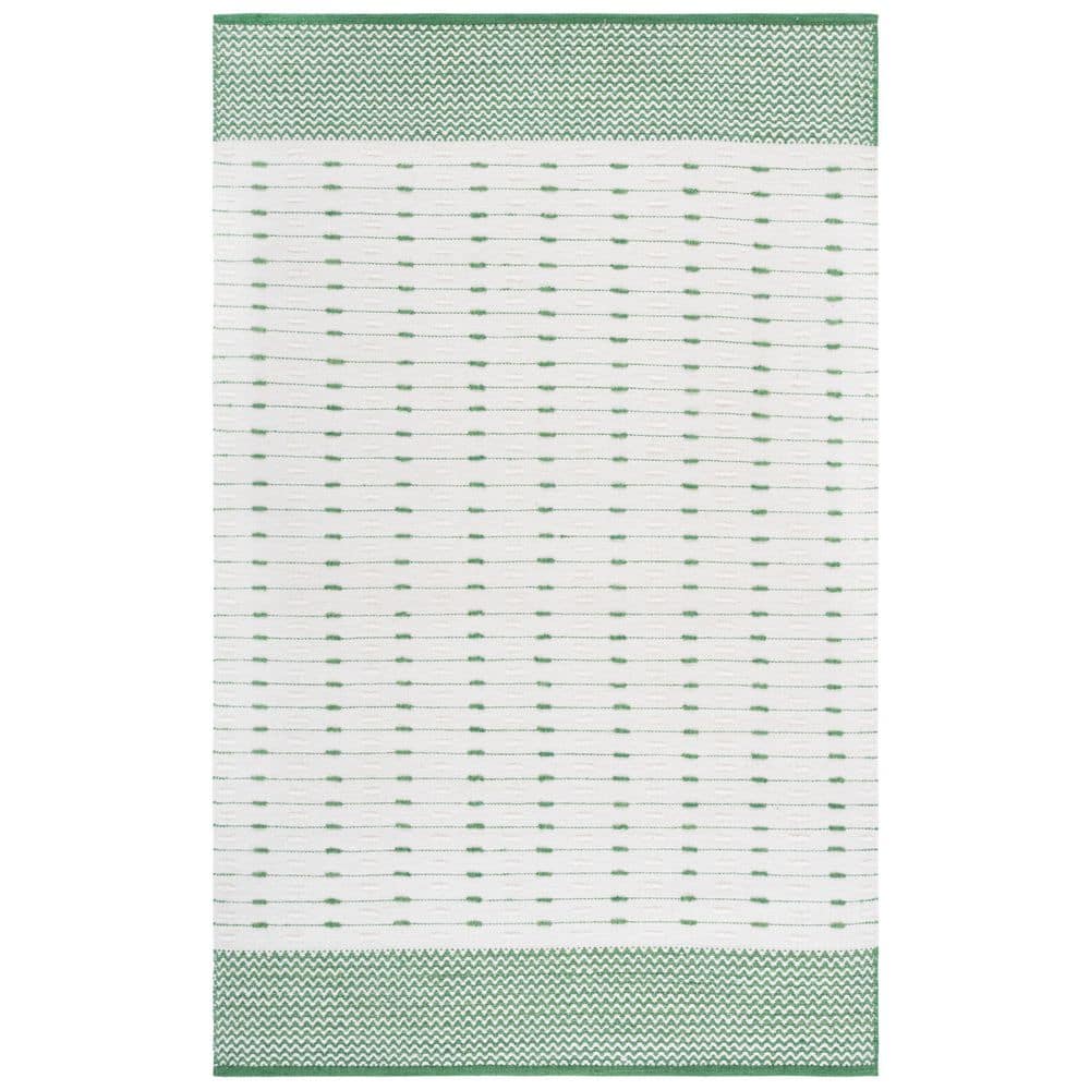SAFAVIEH Martha Stewart Denali 3 ft. x 5 ft. Green/Ivory Zig-Zag ...