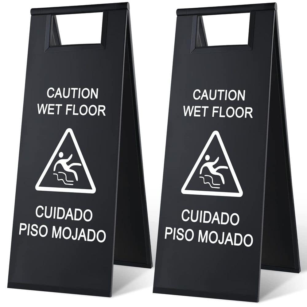 2 Pcs 24 Inch Stainless Steel Double Sided Portable Foldable Bilingual Wet Floor Safety Warning Sign Board price history on PriceWatchPro