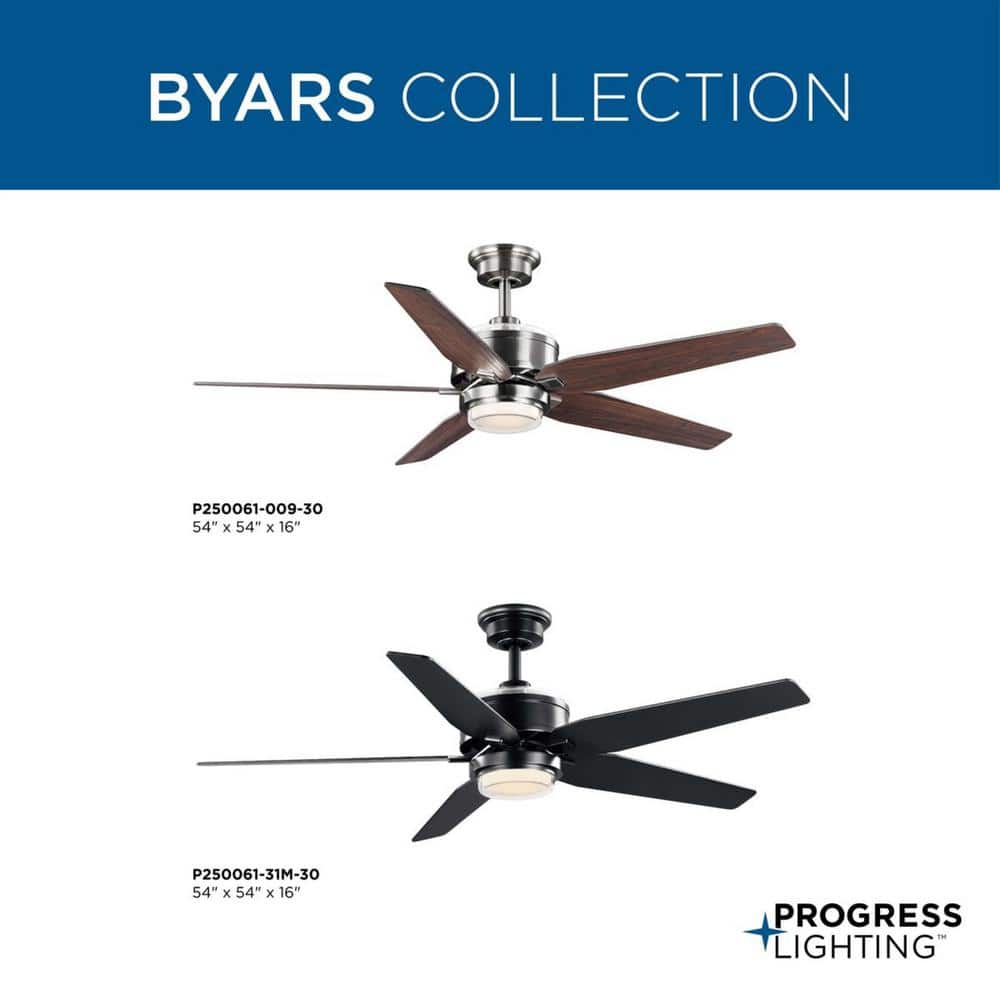Brushed Nickel 54'' Ceiling Fan with LED Light and Remote