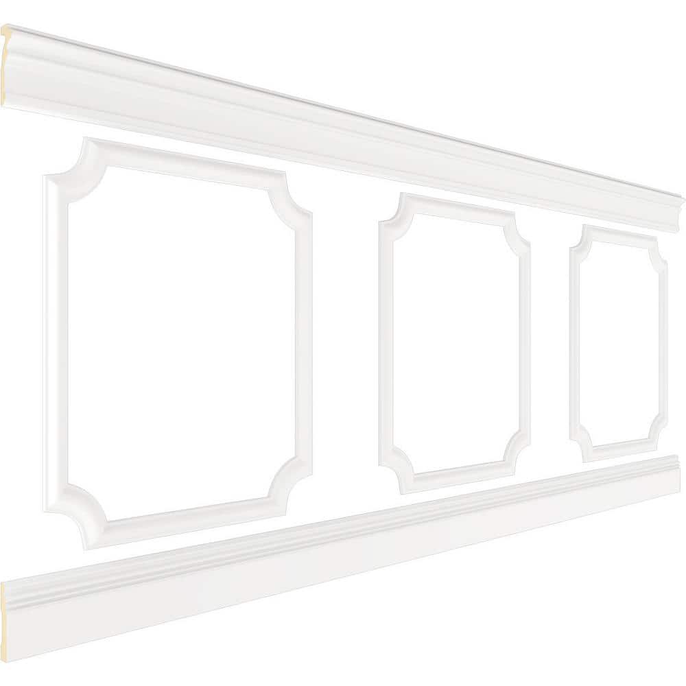 Adjustable White Polyurethane Scalloped Wainscot Paneling Kit