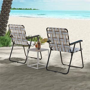 2-Pieces Brown Metal Folding Beach Chair