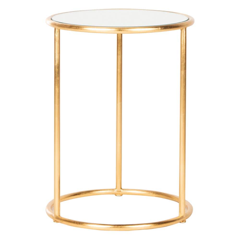 Tiny Gold and Mirrored Round Accent Table