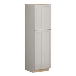 Shaker Full Overlay 24 in. W x 24 in. D x 84 in. H Plywood Assembled Pantry Kitchen Cabinet in Stone Gray