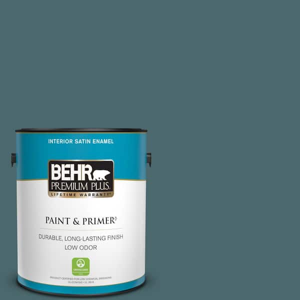 BEHR PREMIUM PLUS 1 gal. #500F-7 Mythic Forest Satin Enamel Low Odor Interior Paint & Primer