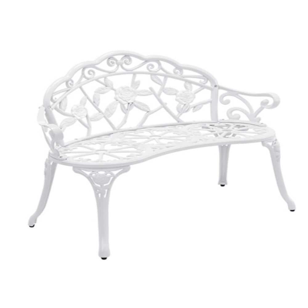 Elegant White Aluminium Rose Garden Bench, 39.3"