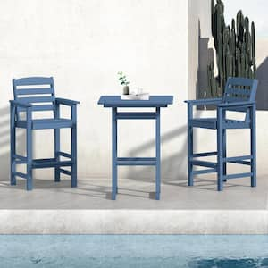 3-Pieces HDPE Plastic Square 46 in. Outdoor Bar Set in Navy