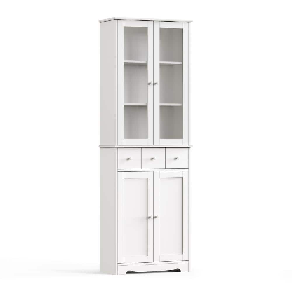 22.6 in. W x 11.8 in. D x 70 in. H White Modern Linen Cabinet with LED Ligh