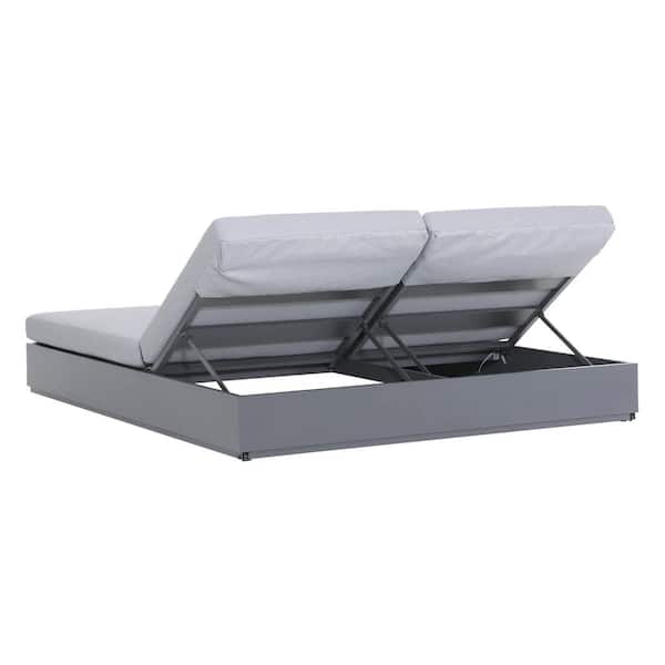 DEKO LIVING Ficarazzi Aluminum Rectangular Outdoor Patio Day Bed with Cushions  Gray COP30502 - The Home Depot