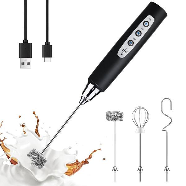 Electric Milk Frother Wand Without Stand for Coffee, Latte, Cappuccino, Hot Chocolate, and Egg, Black (1-Pack)