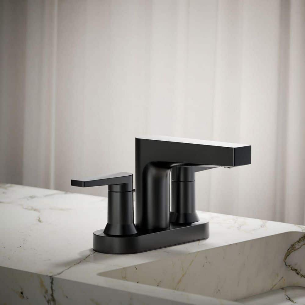 Matte Black Modern Centerset Bathroom Sink Faucet