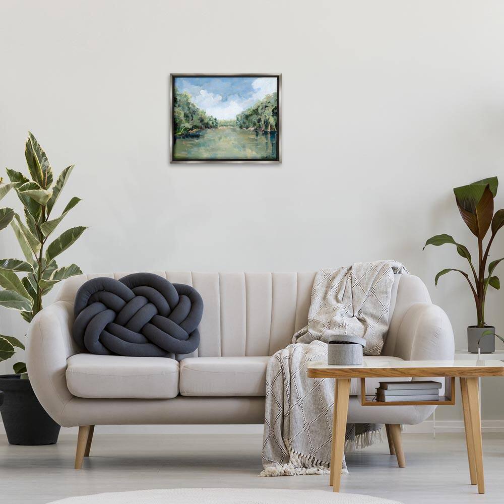 Serene Reflective Nature by Meredith Howse Gray Floater Frame Nature Graphic Art Print 17 in. x 21 in.