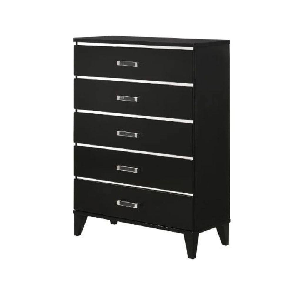 Benjara 16 in. Black 5Drawer Wooden Chest of Drawers BM268900 The