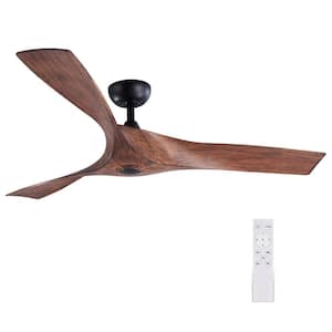 52 in. Walnut Modern DC Motor Ceiling Fan with Remote Control and 6 Speeds