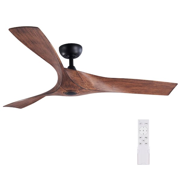 Merra 52 in. Walnut Modern DC Motor Ceiling Fan with Remote Control and 6 Speeds