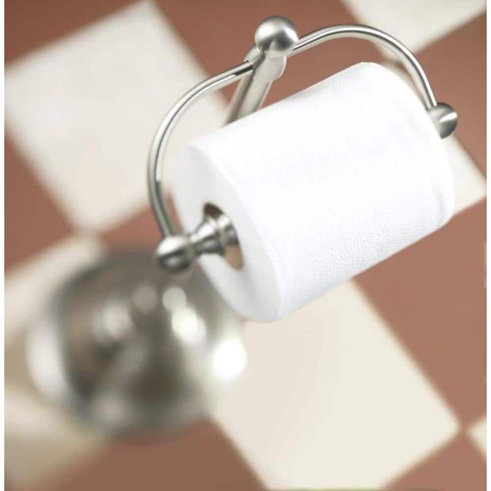 Brushed Nickel Freestanding Modern Toilet Paper Holder