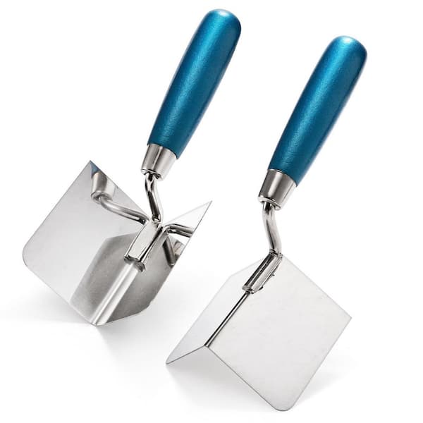 5 in. x 4 in. 2 Pcs Drywall Corner Trowel Set, Inside and Outside Corner Knife for Plastering Bricklaying Corner