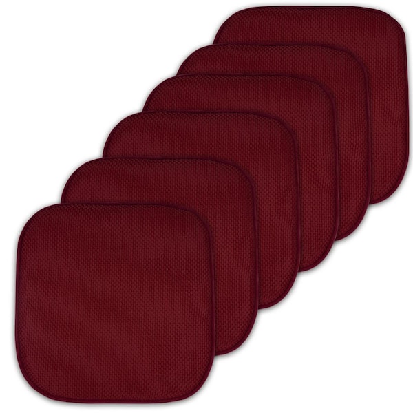 Sweet Home Collection Wine, Honeycomb Memory Foam Square 16 in. x 16 in. Non-Slip Back Chair Cushion (6-Pack)