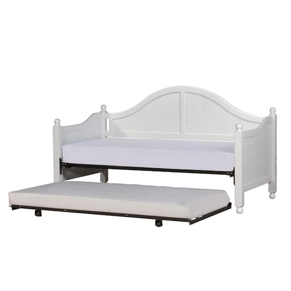 Hillsdale Furniture Augusta White Day Bed with Suspension Deck and Roll-Out Trundle