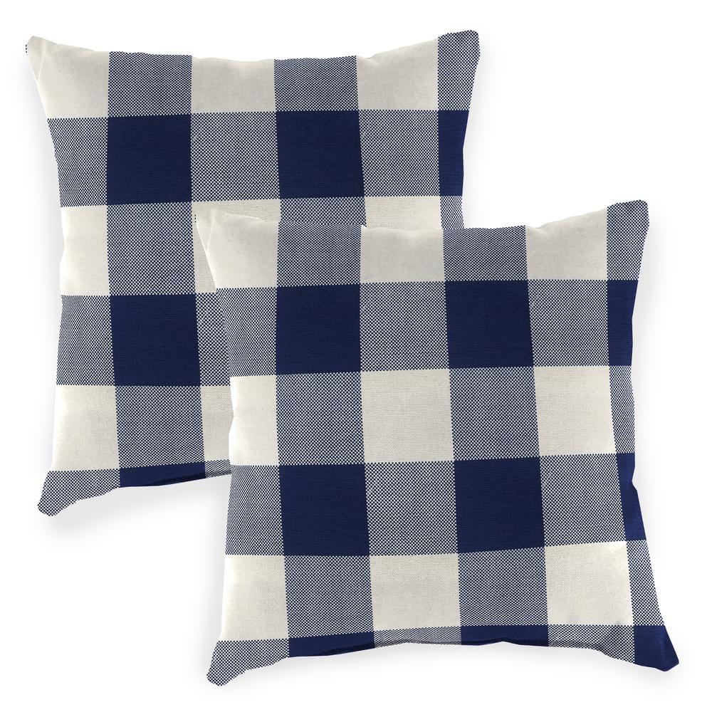 20 in. L x 20 in. W x 6 in. T Square Outdoor Throw Pillow in Navy Buffalo Check (2-Pack) price history on PriceWatchPro