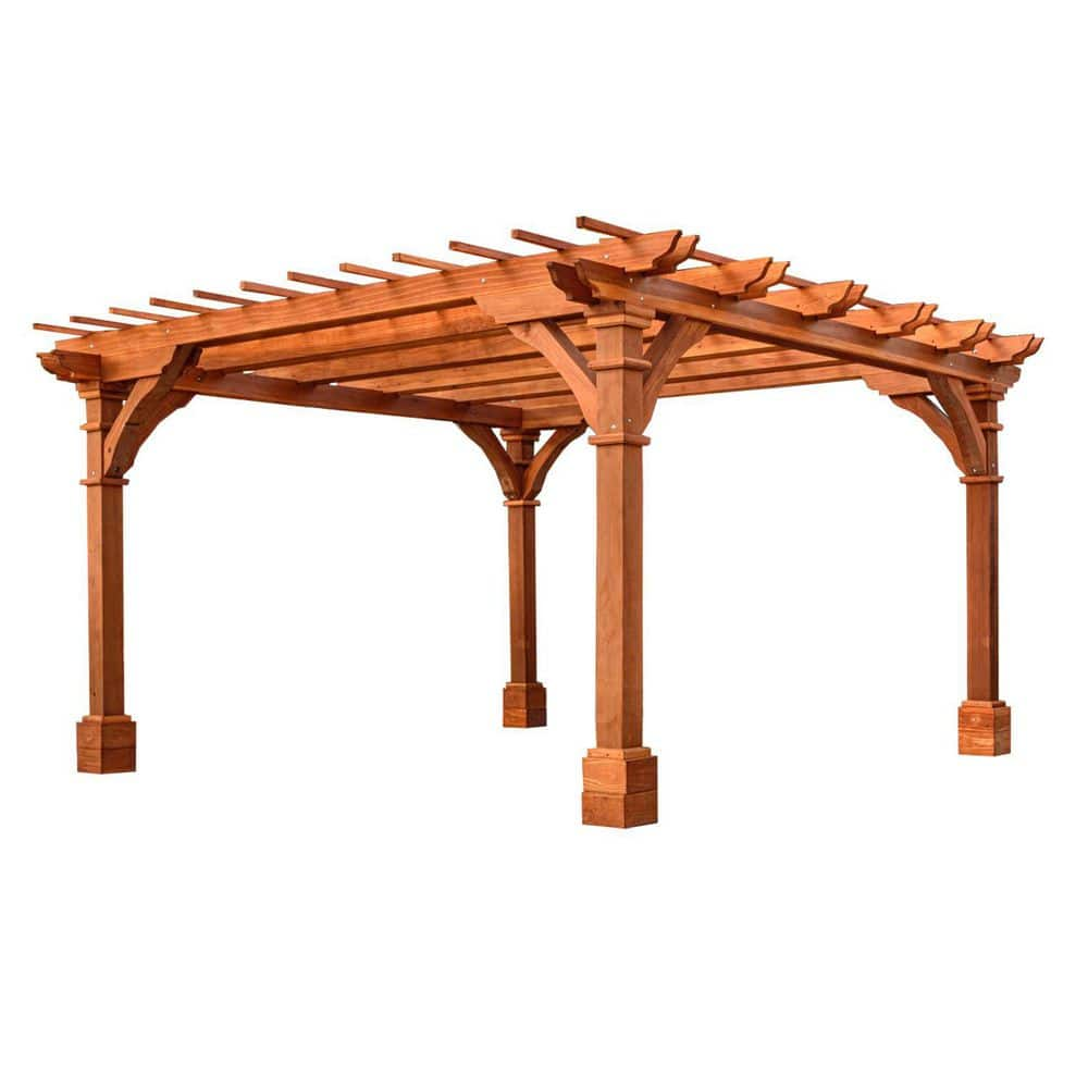 14 ft. x 14 ft. Pacific Redwood Double Beam Premium Pergola DPBS ...