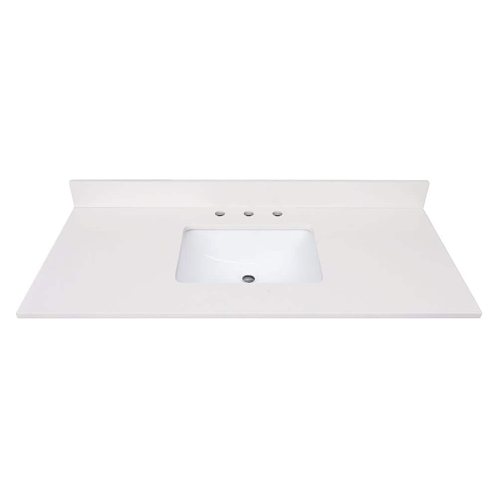 Home Decorators Collection 49 in. W x 22 in. D Quartz Vanity Top in Warm White with White Basin