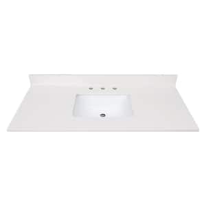 49 in. W x 22 in D Quartz White Rectangular Single Sink Vanity Top in Warm White