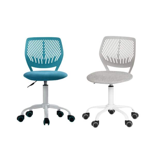Homy Casa CARNAT Kids Desk Chair Set of 2, Adjustable Swivel Chair with Cushioned Seat and Lumbar Support, Blue andGrey