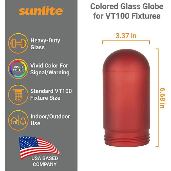 Sunlite 3 in. Outdoor Red Frosted Glass Shade Replacement for