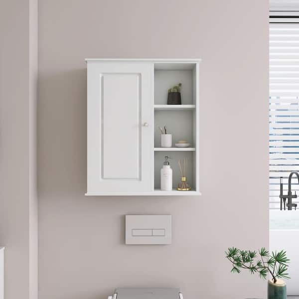 YJAY 24 in. W x 7 in. D x 27.5 in. H Bathroom Storage Wall Cabinet in White
