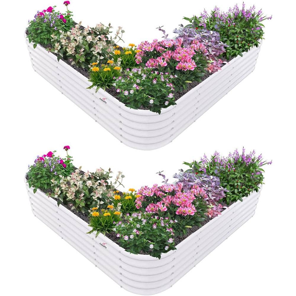 2 Set Heart-Shaped Galvanized Steel Raised Garden Beds-81x81x18in Planter B