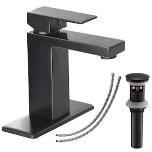 Single Hole Single-Handle Low-Arc Bathroom Faucet With Pop-up Drain Assembly in Oil Rubbed Bronze