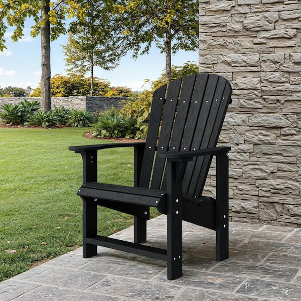 Wildridge Heritage Black Plastic Outdoor Upright Adirondack Chair