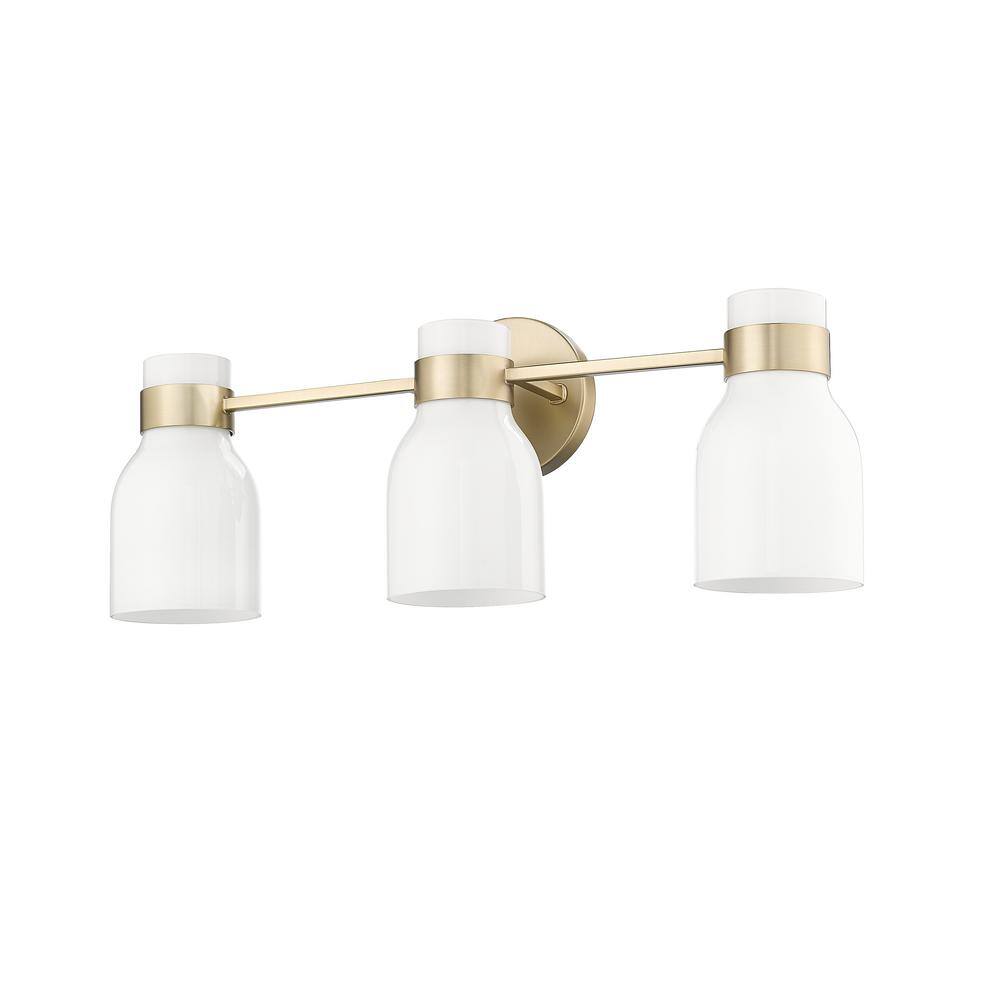 Modern Gold 3-Light Vanity with Frosted Glass Shades