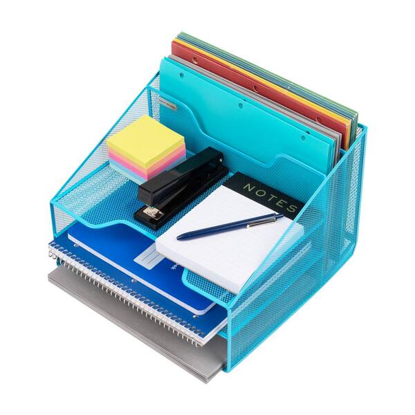 5 Piece Office Supplies Pink Desk Organizer Set - with Desktop Hanging File  Organizer, Magazine Holder, Pen Cup, Sticky Note Holder, Letter sorter 