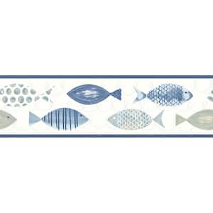 Key West Blue Fish Blue Wallpaper Border