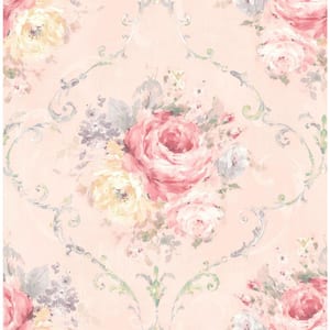 Bouquet Pink & Rose Paper Non-Pasted Strippable Wallpaper Roll (Cover 56.05 sq. ft.)