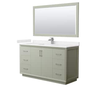 Strada 60 in. W x 22 in. D x 35 in. H Single Bath Vanity in Light Green with Carrara Cultured Marble Top and 58" Mirror