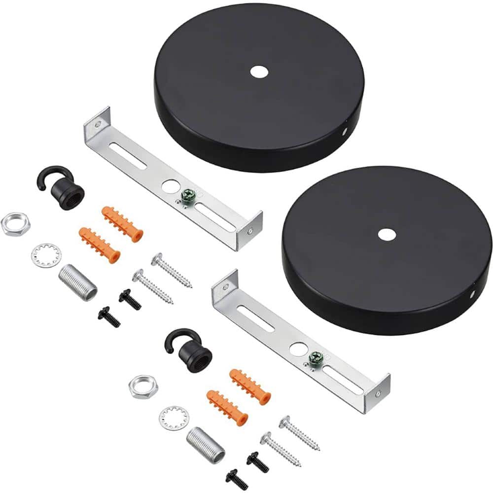 4-3/4 in. Dia with Hook and 7/16 in. Center Hole Matte Black Finish Chandel