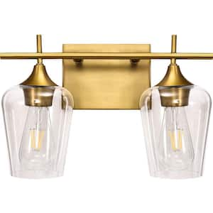 Isla 13.8 in. 2-Light Gold Modern Bathroom Vanity Light